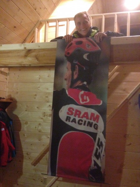 I guess Sram is moving offices and they had this sitting around and gave it to Pete Caron to bring up to us.  That is me a while ago.