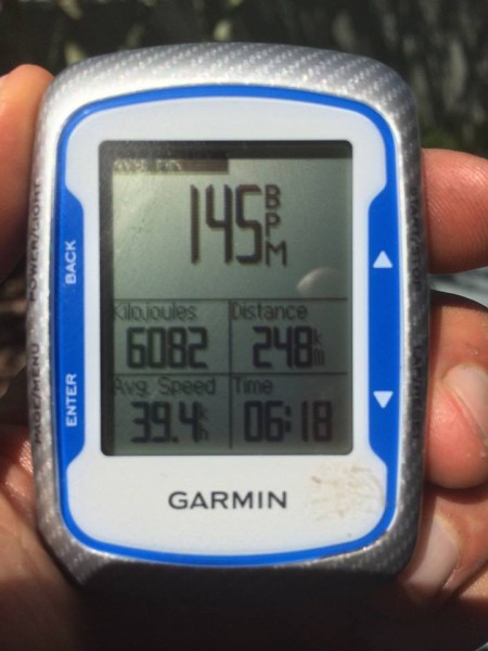 And the speed on this ride.  This is training.  He said he rode 4 1/2 alone, 40 minutes with a group, then motorpaced the rest.  Whatever, it's still nearly 25 mph for 150 miles.