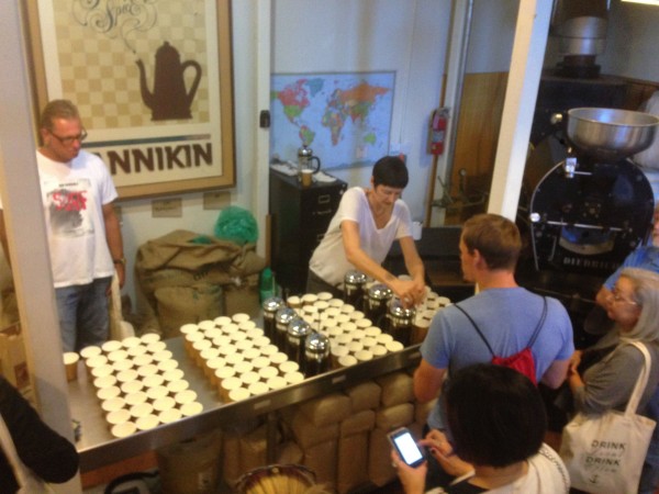 They were doing a coffee tasting in the basement of the Pannikin yesterday.