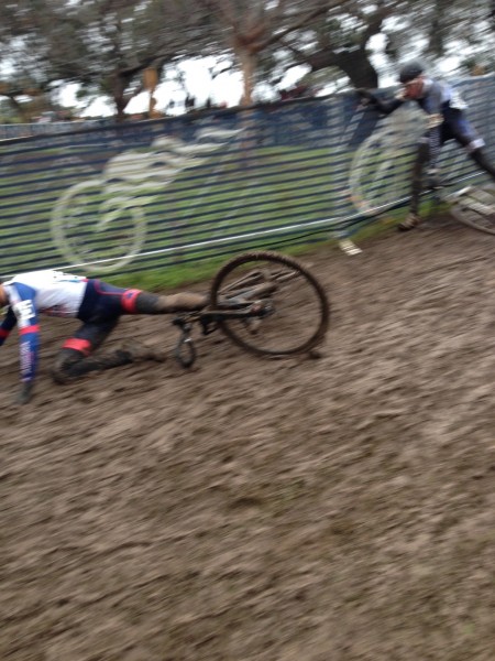 This is a photo from the Collegiate races on Saturday.  The course was getting very technical.
