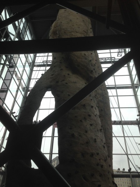 It had the biggest climbing wall I've ever seen.