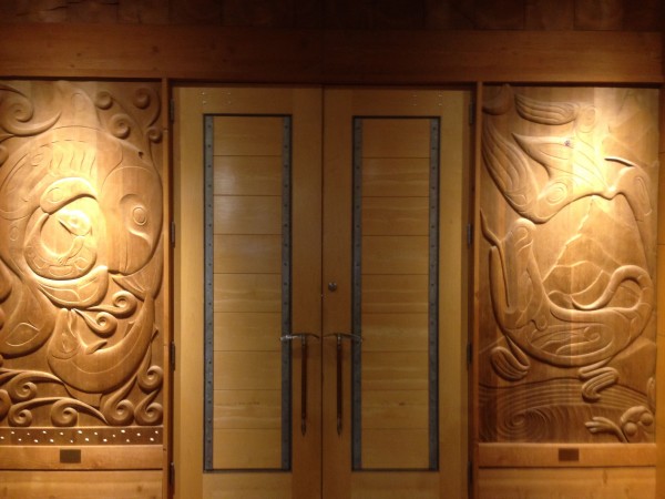 Doors to a meeting room in REI.