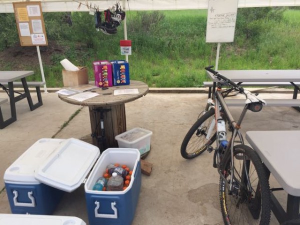 They had this aid station set up at Buffalo Creek.  We put $5 into the can for a couple waters.