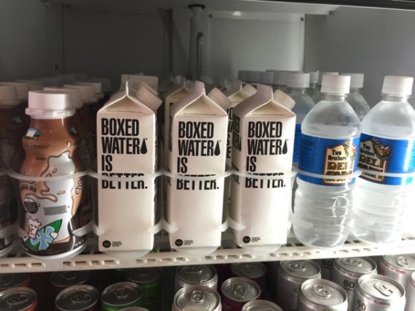 There were selling water in a box, like boxed like milk, in Idaho Springs.