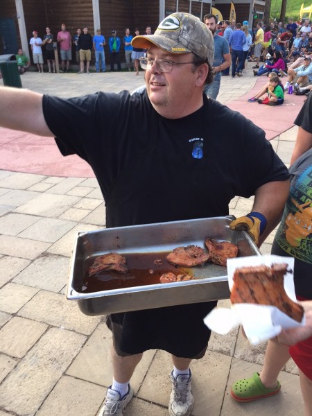 This guy was selling pork chops for $2 at the awards ceremony.  I had just ate or I would have had one.
