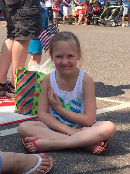 This little girl was great.  This is during the Star Spangle Banner before the parade.