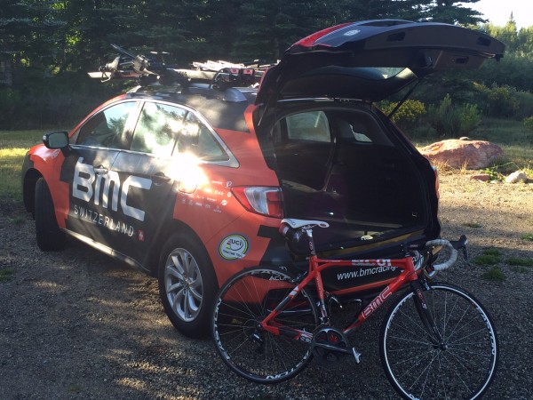 BMC got new Acura team cars this year.  I brought Trudi her bike so she could ride some today.