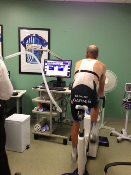 Here's Tom doing some physiological testing before the Tour in 2013.  