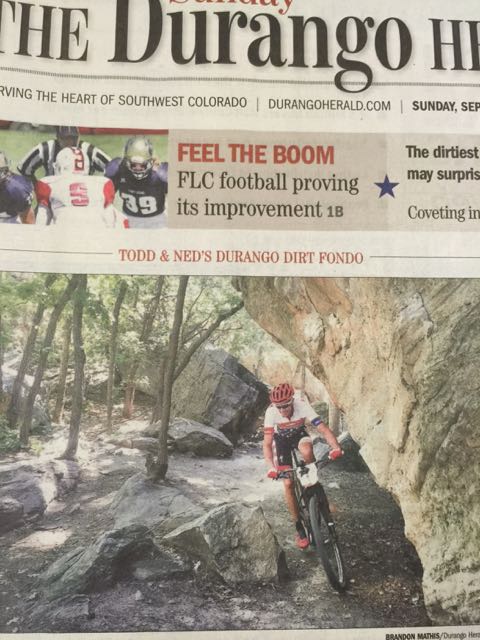 The front page of the Durango Herald this morning.  They really support the sport.