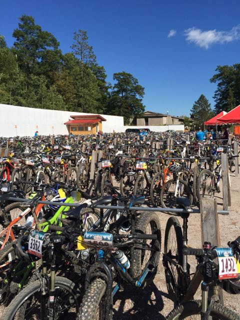 The bike corral at the finish.
