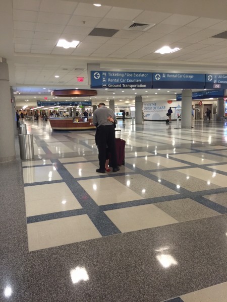 These two were in the Richmond airport late last night.  They stayed in this embrace for over 5 minutes, never saying a word.  It was touching. 