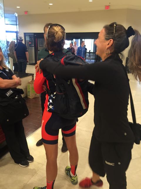 Trudi giving Kristin a hug after the race. She needed it.