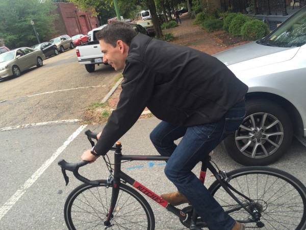 CEO of USAC riding across town on a carbon Ritchey Breakaway bike.