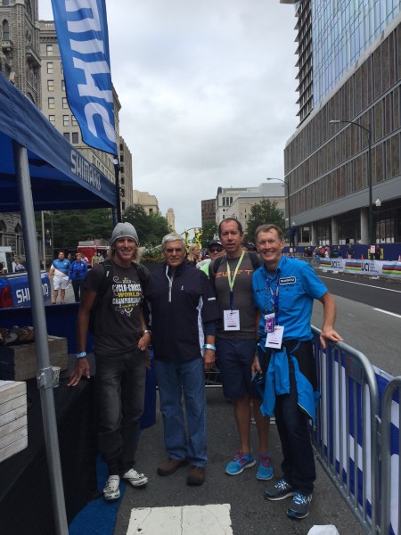 This is me, General George Casey, Mike McCarthey and Wayne Stetina. I know Mike and Wayne, but not General Casey. He is an avid cyclist and does the Ride to Recovery events with Wayne.