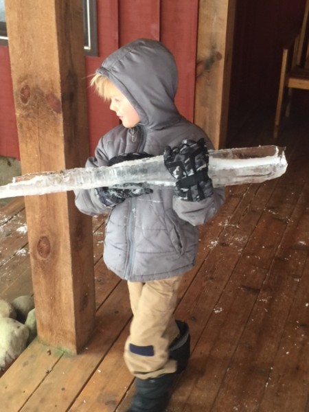 Gav carrying an icicle as long as he is.