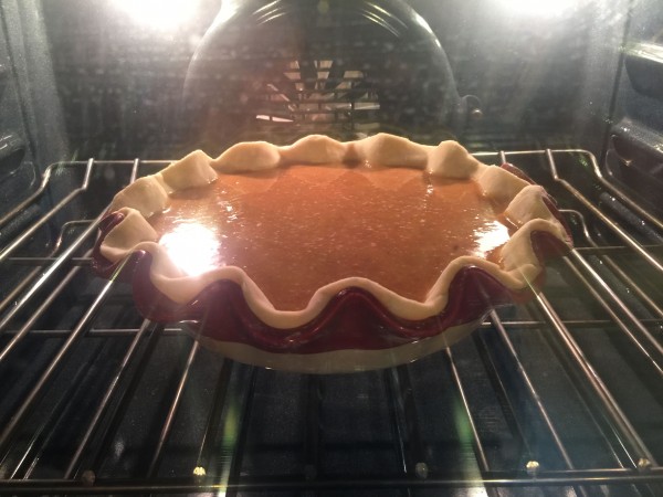 Pie in the oven.