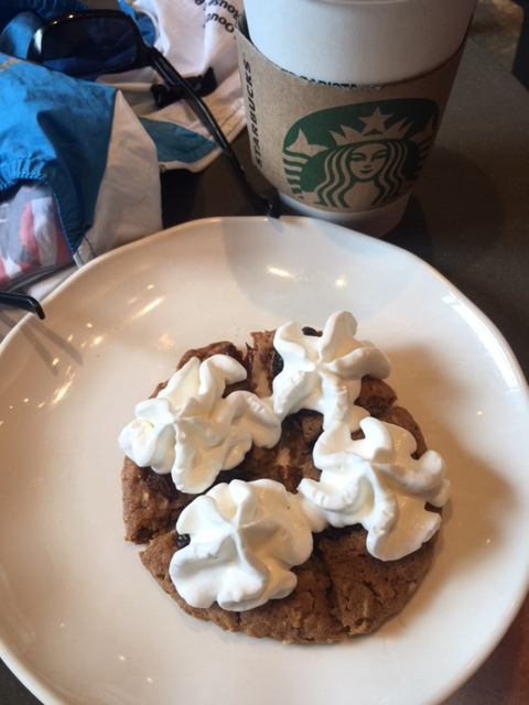I bought a oatmeal cookie at Starbucks and the girl asked me if I wanted it warmed up with whipcream.  I said sure, figuring I needed all the calories I could get for the ride back.