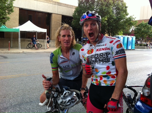 Brad and I after the Tour of Lawrence Criterium a few years ago. Sometimes Brad can come across as sort of a goofball, but his is just a nice guy having fun doing what he loves.