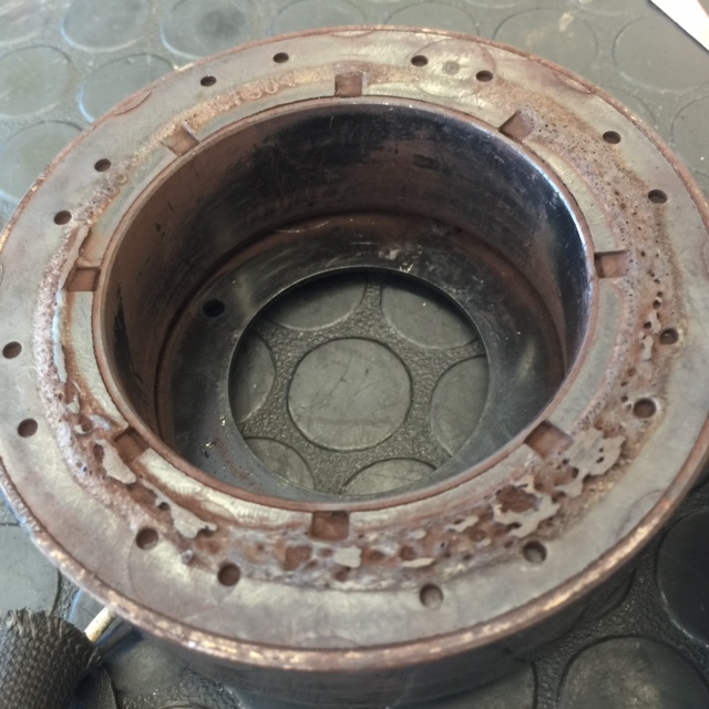 I'm not sure what happened to this AC clutch, but it melted.