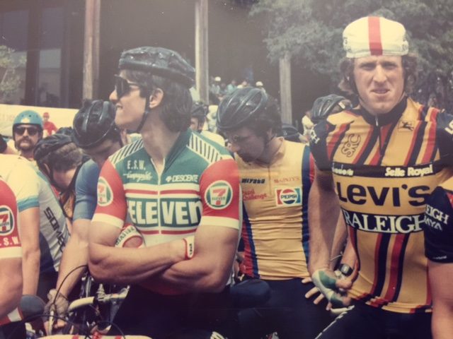 Here I am at the start of a race in Texas with Eric Heiden. Check out his arms. They still look pretty much like that.